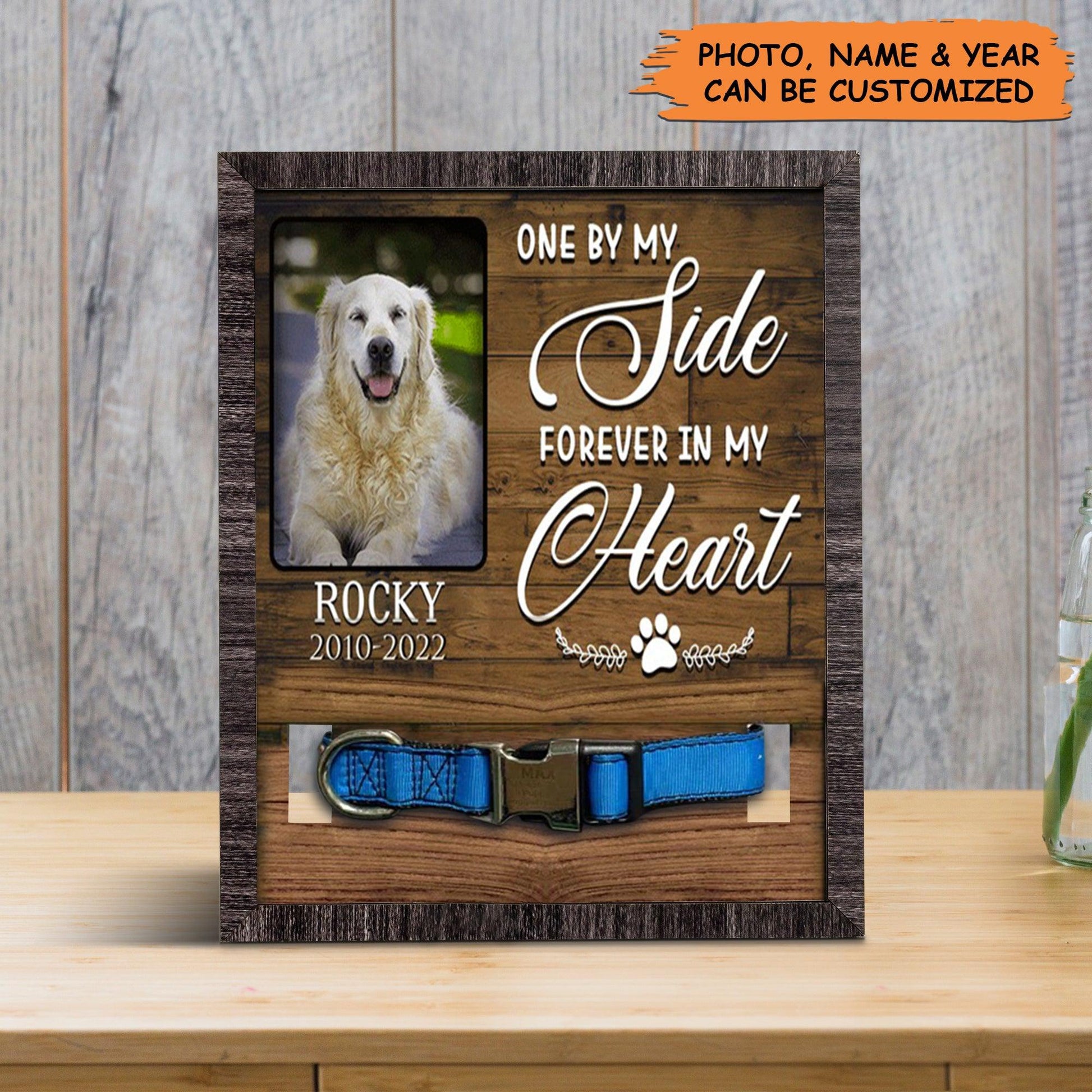 Personalized Pet Collar Frame - Customized A Golden Retriever Picture Frames, Pet Loss Sympathy, Custom Memorial Pet Collar Sign - Gift For Pet Lovers - Amzanimalsgift