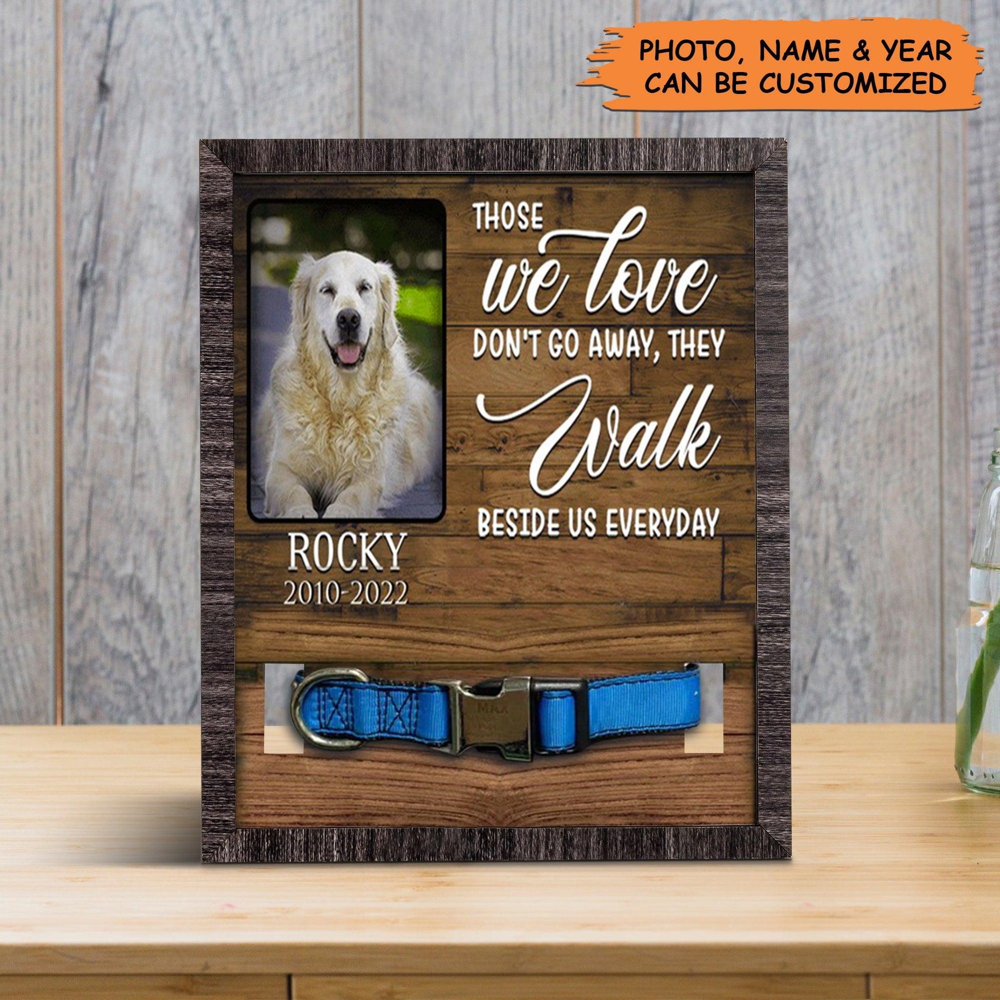 Personalized Pet Collar Frame - Customized A Golden Retriever Picture Frames, Pet Loss Sympathy, Custom Memorial Pet Collar Sign - Gift For Pet Lovers - Amzanimalsgift