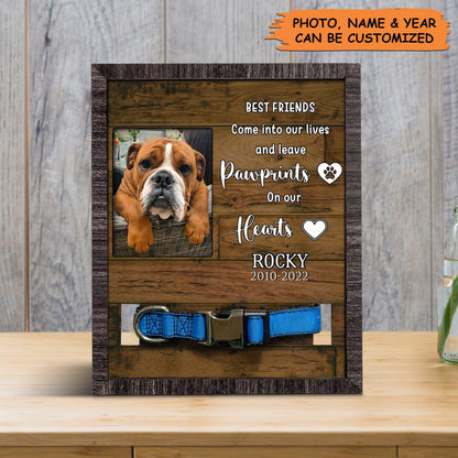 Personalized Pet Collar Frame - Customized Picture Frame Loss Of Bulldog, Dog Remembrance, Memorial Custom Collar Frame - Gift For Grieving Pet Owner - Amzanimalsgift