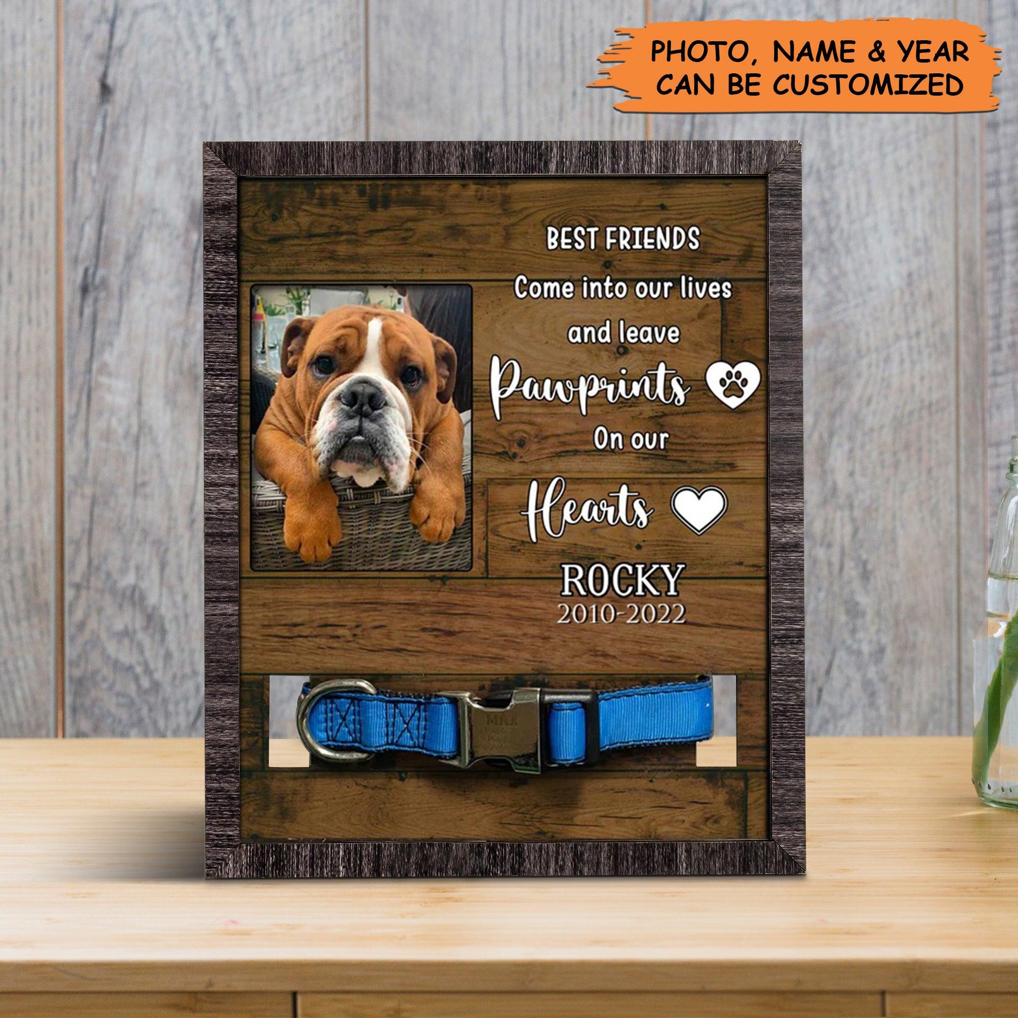 Personalized Pet Collar Frame - Customized Picture Frame Loss Of Bulldog, Dog Remembrance, Memorial Custom Collar Frame - Gift For Grieving Pet Owner - Amzanimalsgift