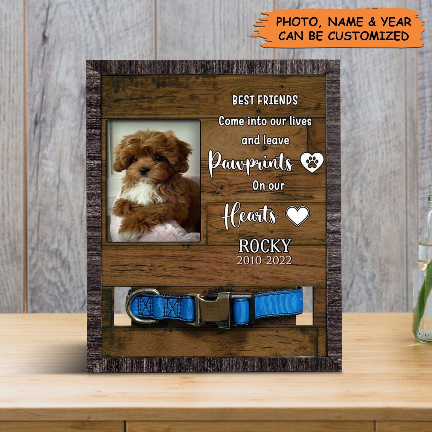 Personalized Pet Collar Frame - Customized Picture Frame Loss Of Poodle, Memorial Pet Collar Sign, Pet Loss Sympathy - Gift For Grieving Pet Owner - Amzanimalsgift
