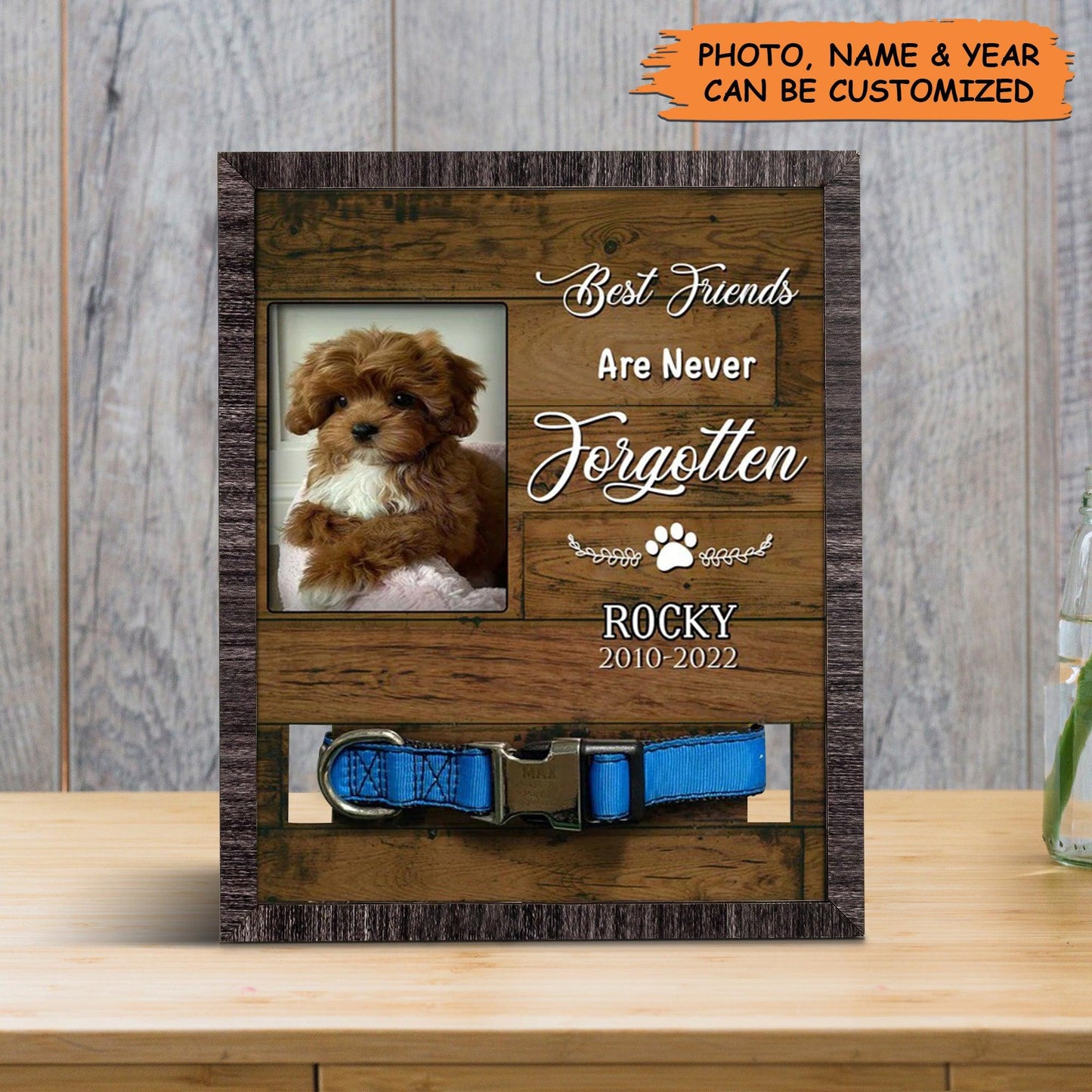 Personalized Pet Collar Frame - Customized Picture Frame Loss Of Poodle, Memorial Pet Collar Sign, Pet Loss Sympathy - Gift For Grieving Pet Owner - Amzanimalsgift