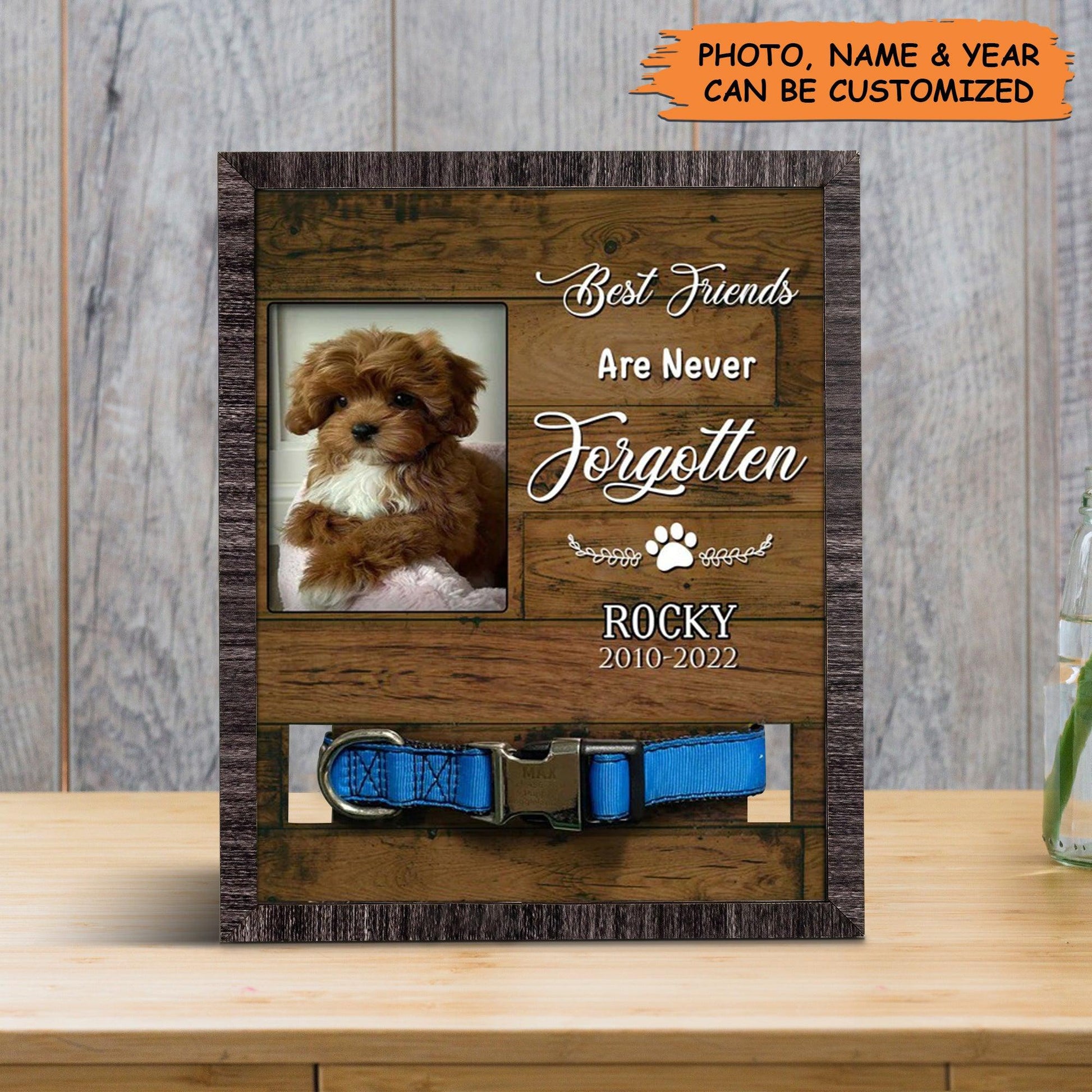 Personalized Pet Collar Frame - Customized Picture Frame Loss Of Poodle, Memorial Pet Collar Sign, Pet Loss Sympathy - Gift For Grieving Pet Owner - Amzanimalsgift
