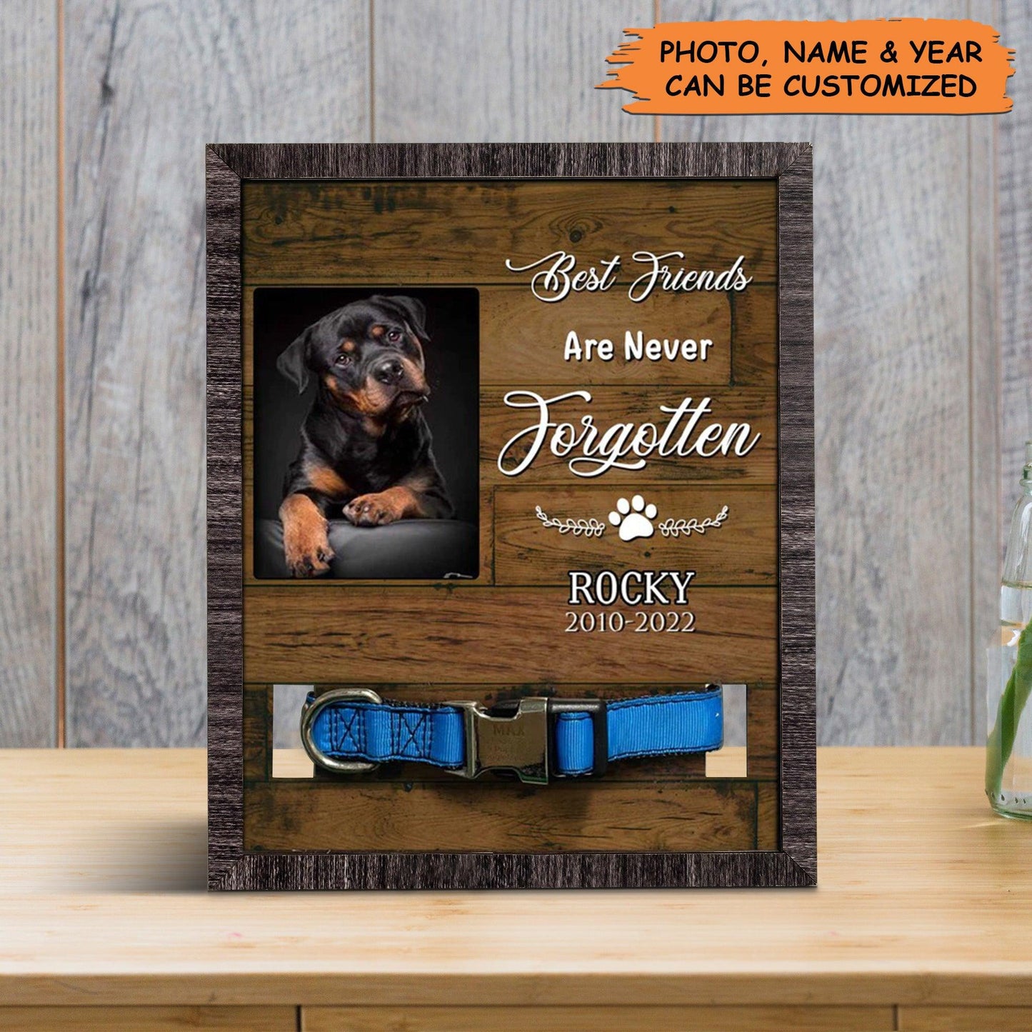 Personalized Pet Collar Frame - Dog Collar Keepsake Picture Frame, Memorial Custom Pet Collar Frame - Gift For A Grieving Pet Owner, Pet Lovers - Amzanimalsgift