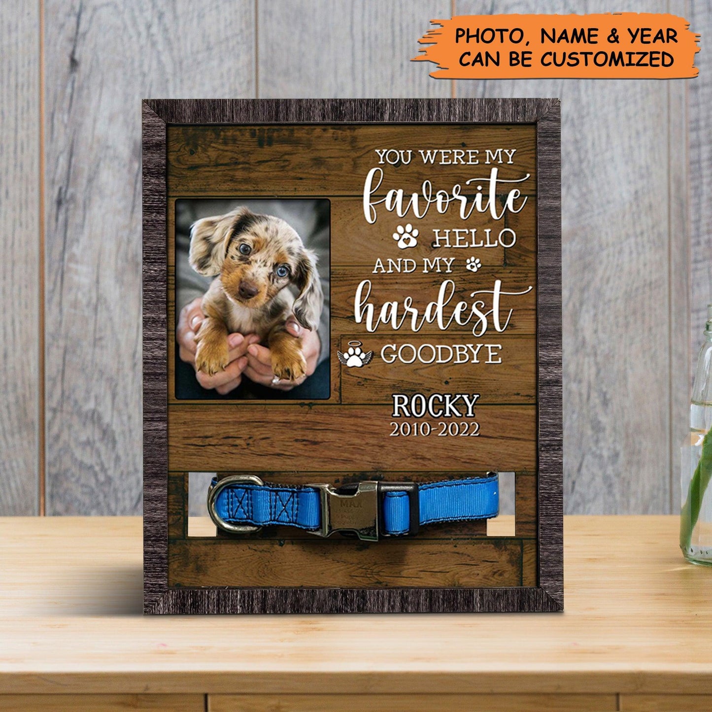 Personalized Pet Collar Frame - Dog Frames For Pictures Memorial Dog Remembrance, Memorial Custom Pet Collar Frame - Gift For Pet Lovers, Family - Amzanimalsgift