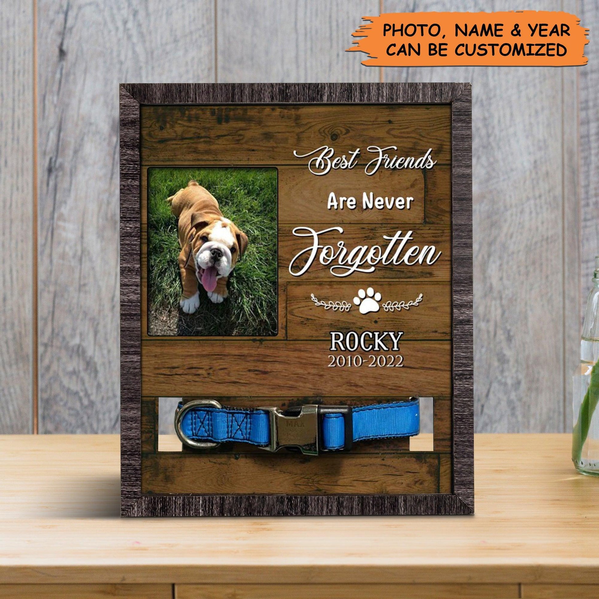 Personalized Pet Collar Frame - Dog Memorial Gifts Personalized, Dog Remembrance, Pet Memorial Picture Frame - Gift For Pet Lovers, Grieving Pet Owner - Amzanimalsgift