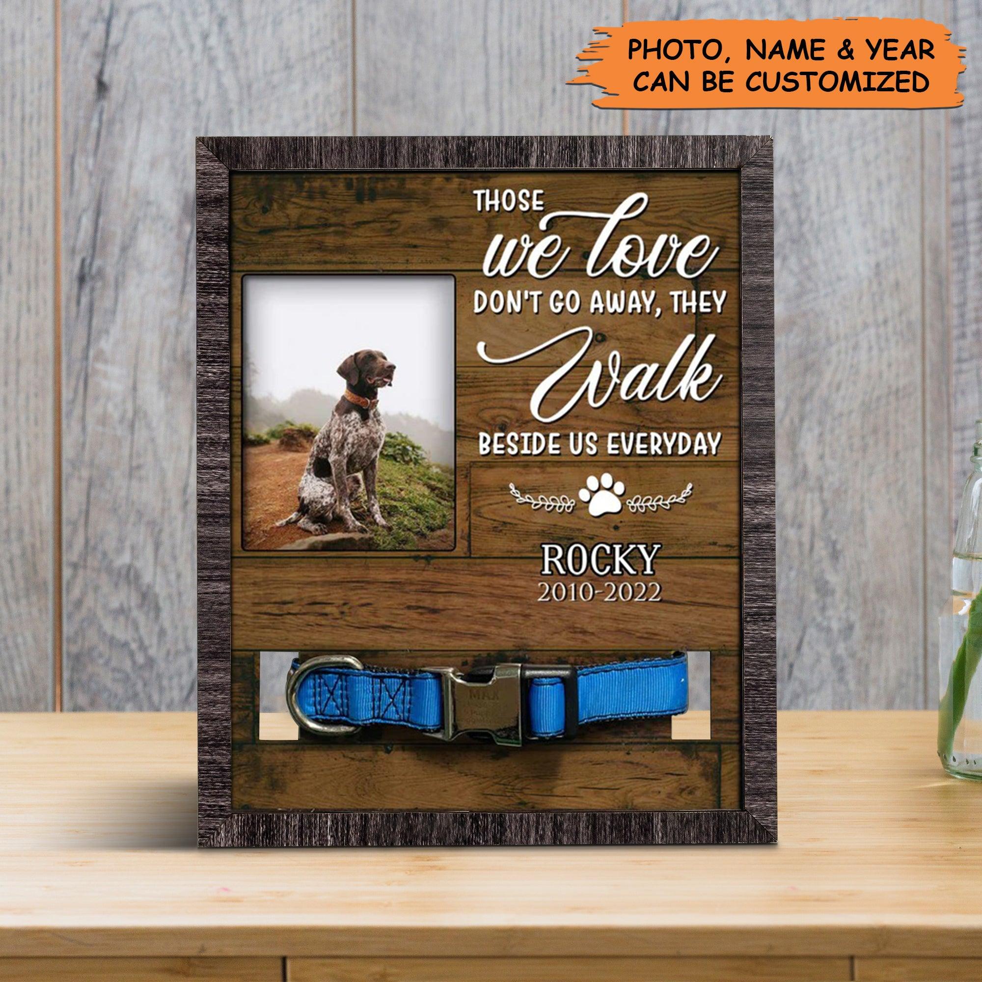 Personalized Pet Collar Frame - Dog Photo Keepsake, Custom Photo Picture Frame Pet Loss Gift, Memorial Custom Pet Collar Frame - Gift For Pet Lovers - Amzanimalsgift