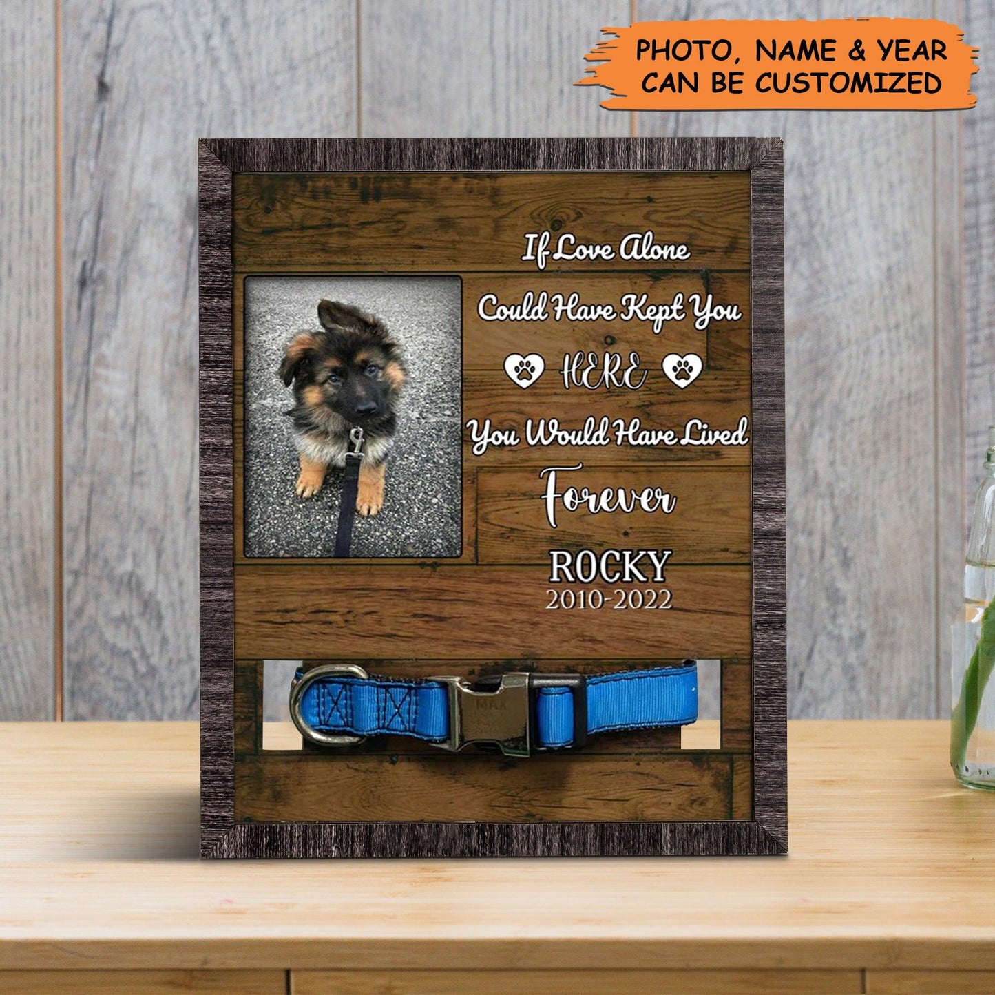 Personalized Pet Collar Frame - Dog Photo Keepsake, Pet Loss Sympathy, Memorial Pet Collar Sign - Gift For Pet Lovers, Grieving Pet Owner - Amzanimalsgift