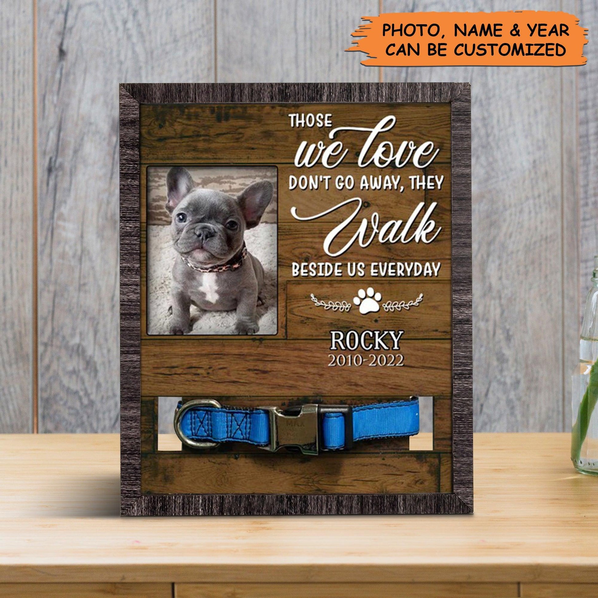 Personalized Pet Collar Frame - French Bulldog Dog Photo Keepsake, Pet Loss Sympathy, Custom Memorial Pet Collar Sign - Gift For Grieving Pet Owner - Amzanimalsgift