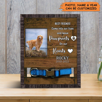 Personalized Pet Collar Frame - Golden Retriever Dog Photo Keepsake, Pet Loss Sympathy, Custom Memorial Pet Collar Sign - Gift For Pet Lovers - Amzanimalsgift