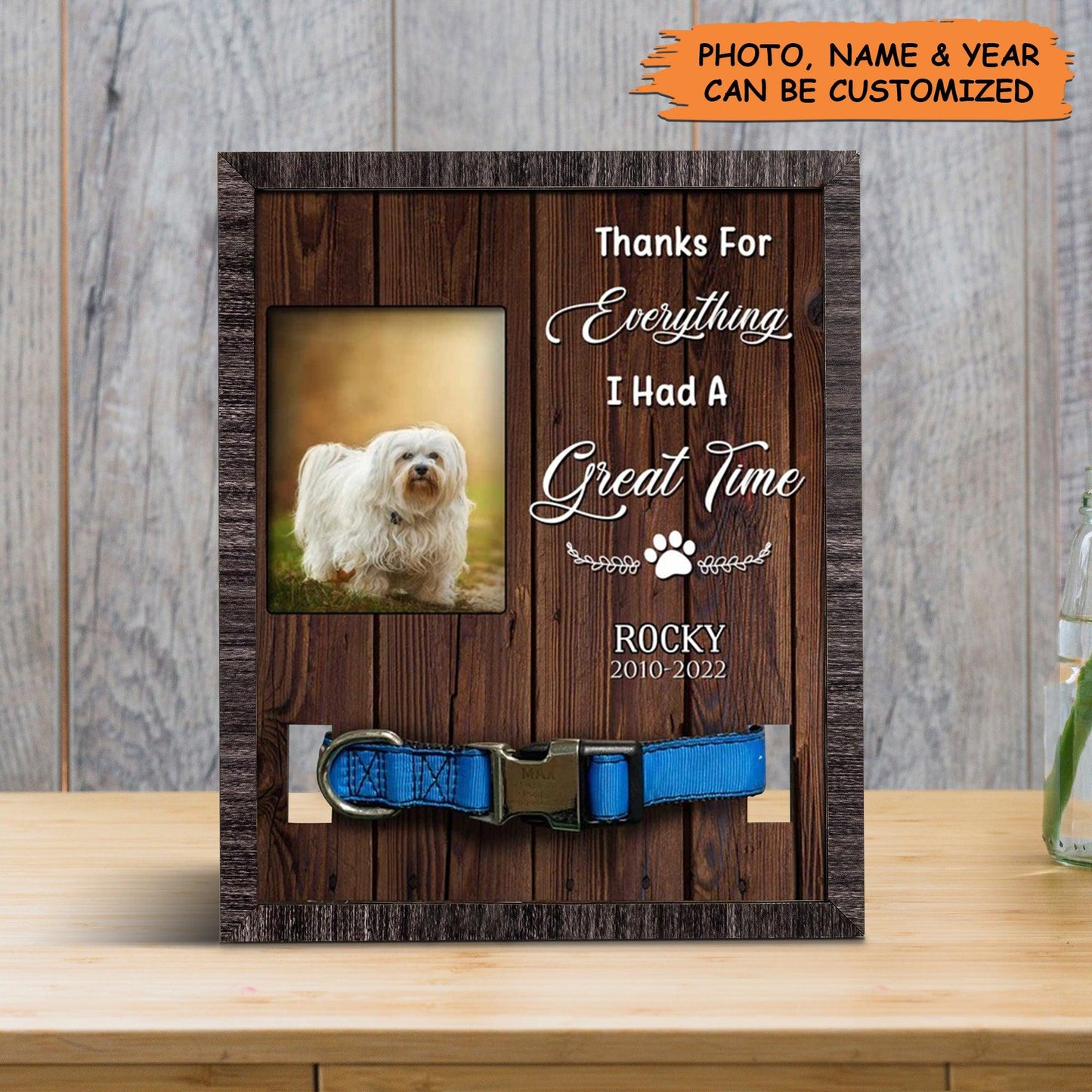 Personalized Pet Collar Frame - Havanese Dog Photo Keepsake, Pet Loss Sympathy, Memorial Custom Pet Collar Frame - Gift For Pet Lovers, Family, Friend - Amzanimalsgift