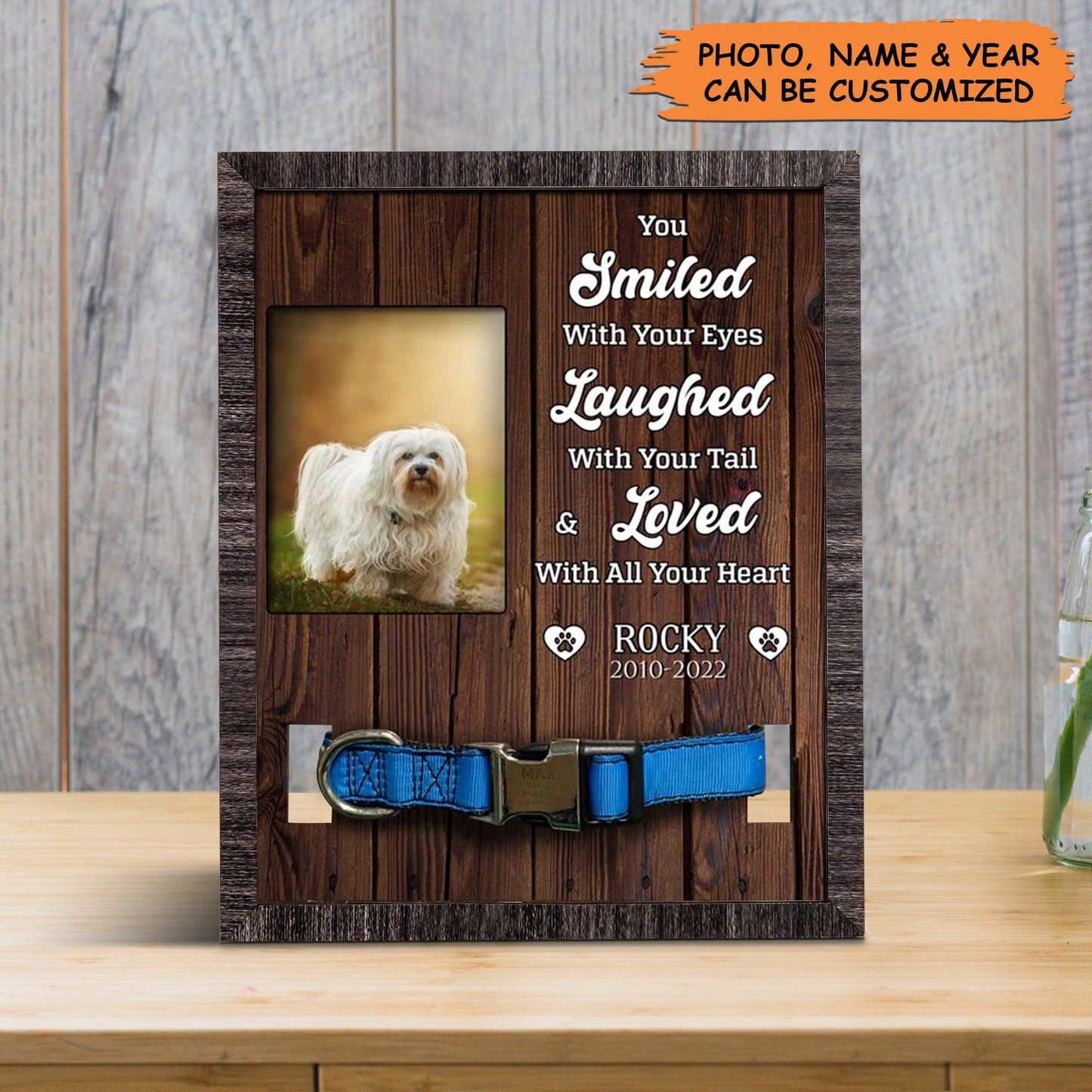Personalized Pet Collar Frame - Havanese Dog Photo Keepsake, Pet Loss Sympathy, Memorial Custom Pet Collar Frame - Gift For Pet Lovers, Family, Friend - Amzanimalsgift
