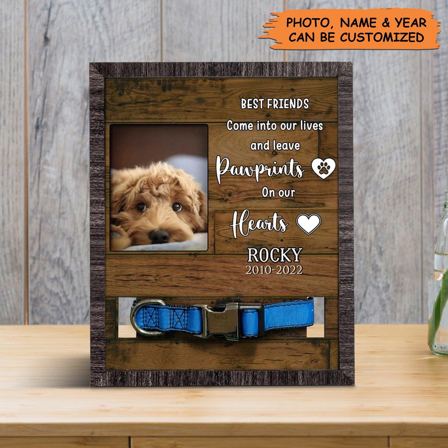 Personalized Pet Collar Frame - Memorial Pet Collar Sign, Pet Loss Sympathy, Memorial Custom Collar Frame - Gift For Grieving Pet Owner, Pet Lovers - Amzanimalsgift