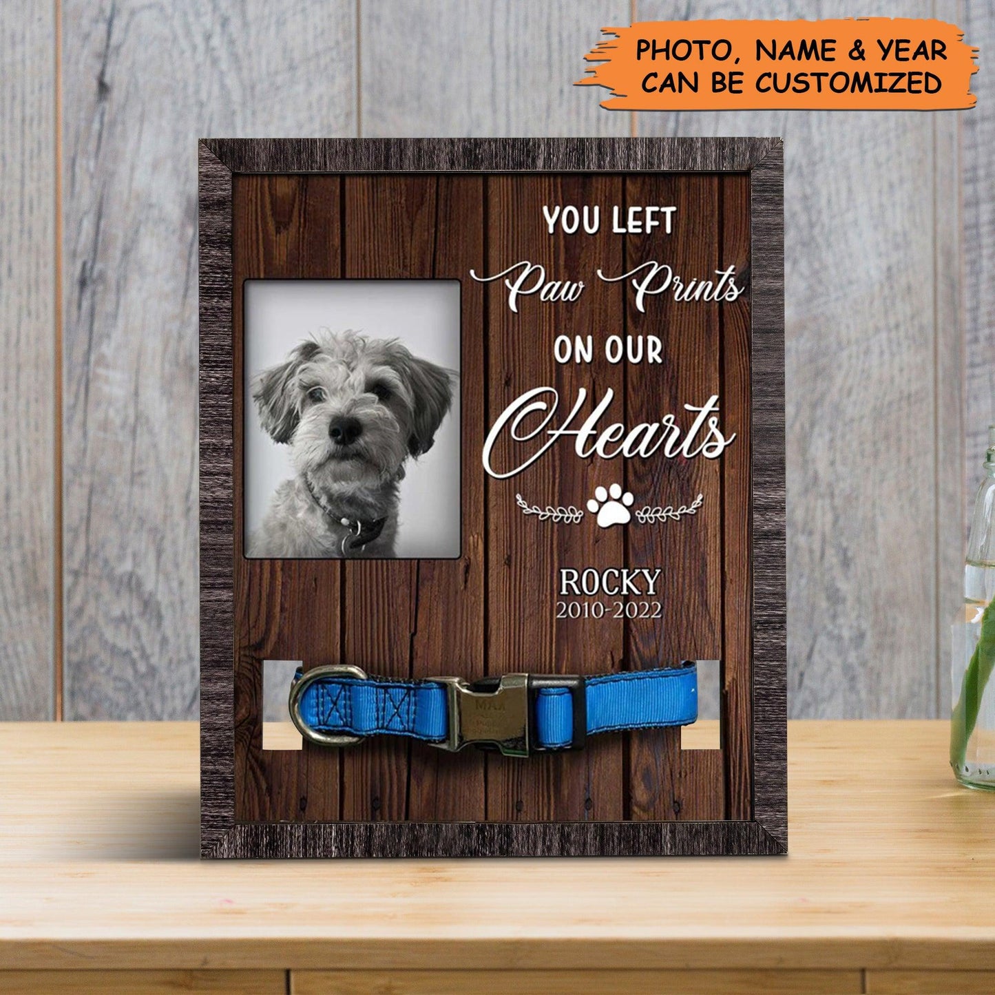 Personalized Pet Collar Frame - Miniature Schnauzer Photo Keepsake, Pet Loss Sympathy, Memorial Custom Pet Collar Frame - Gift For Pet Lovers, Family - Amzanimalsgift