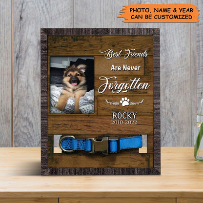 Personalized Pet Collar Frame - Pawprints On Our Hearts Picture Frame, Memorial Pet Collar Sign, Pet Loss Sympathy - Gift For Pet Lovers, Friend - Amzanimalsgift