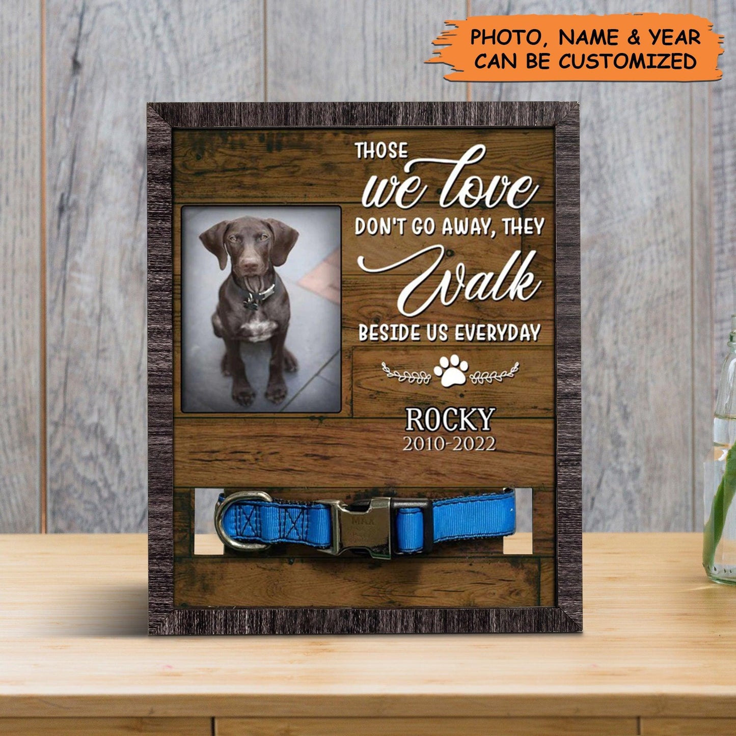 Personalized Pet Collar Frame - Pet Collar Keepsake Picture Frame, Custom Dog Photo Keepsake, Memorial Custom Pet Collar Frame - Gift For Pet Lovers - Amzanimalsgift