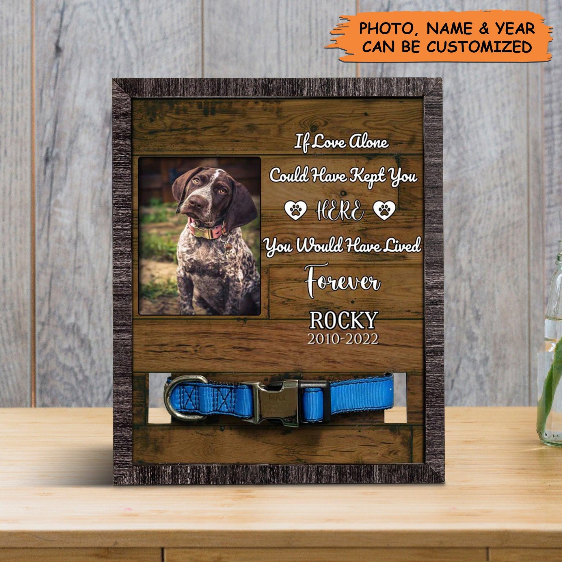 Personalized Pet Collar Frame - Pet Collar Keepsake Picture Frame, Pet Loss Sympathy, Memorial Custom Pet Collar Frame - Gift For Pet Lovers, Family - Amzanimalsgift