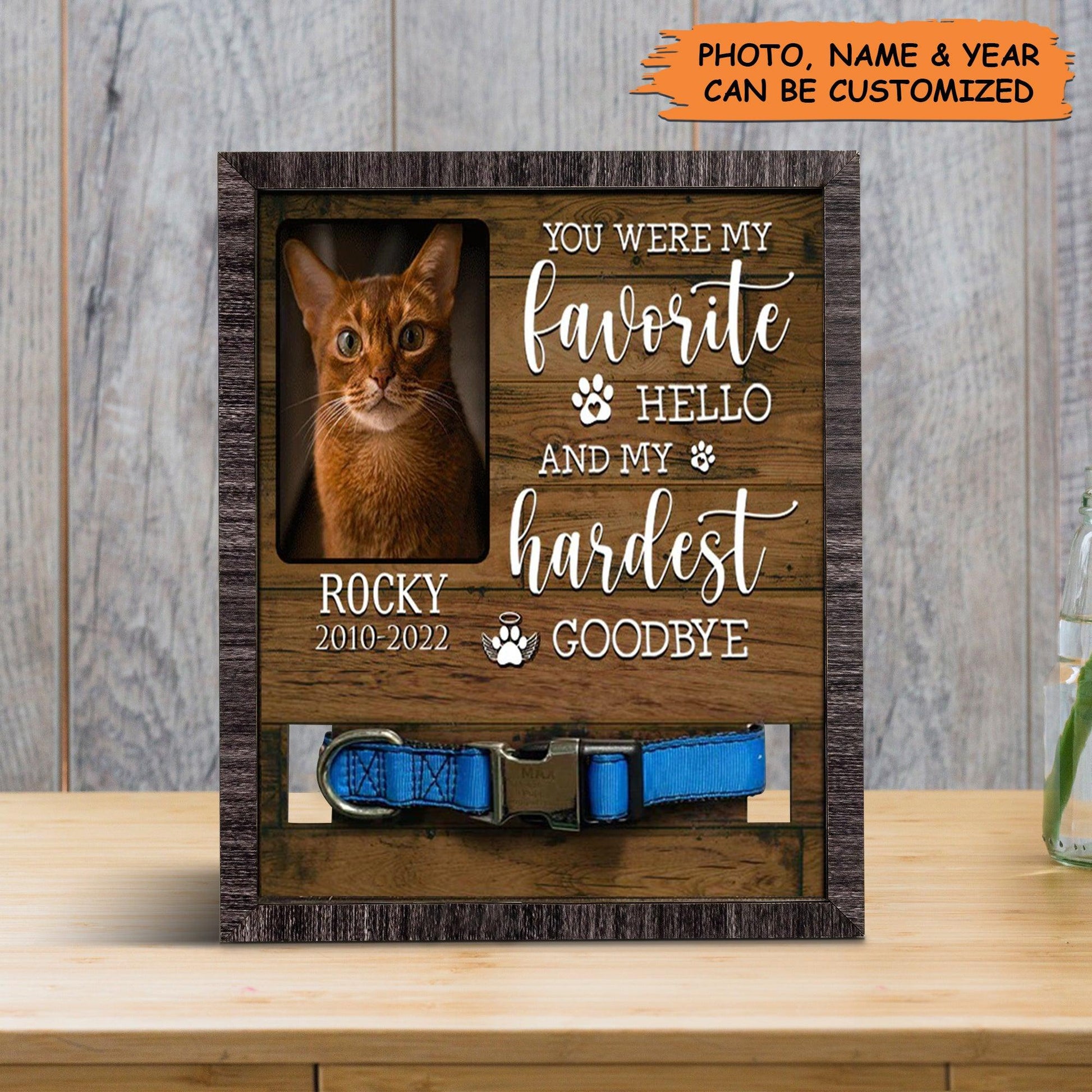 Personalized Pet Collar Frame - Pet Photo Keepsake, Pet Loss Sympathy, Memorial Gifts Custom Pet Collar Frame - Gift For Pet Lovers, Friend - Amzanimalsgift
