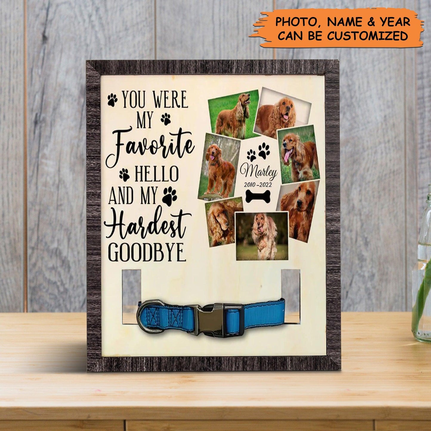 Personalized Pet Collar Frame - Pet Photo Keepsake, Pet Loss Sympathy, Pet Collar Holder Custom Pet Collar Frame - Gift For Pet Lovers, Bereavement - Amzanimalsgift