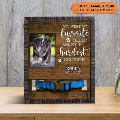 Personalized Pet Collar Frame - Picture Frame For Loss Of Bulldog, Dog Remembrance, Memorial Custom Collar Frame - Gift For Grieving Pet Owner - Amzanimalsgift