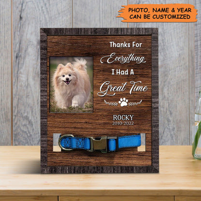 Personalized Pet Collar Frame - Pomeranian Dog Photo Keepsake, Pet Loss Sympathy, Memorial Custom Pet Collar Frame - Gift For Pet Lovers, Family - Amzanimalsgift
