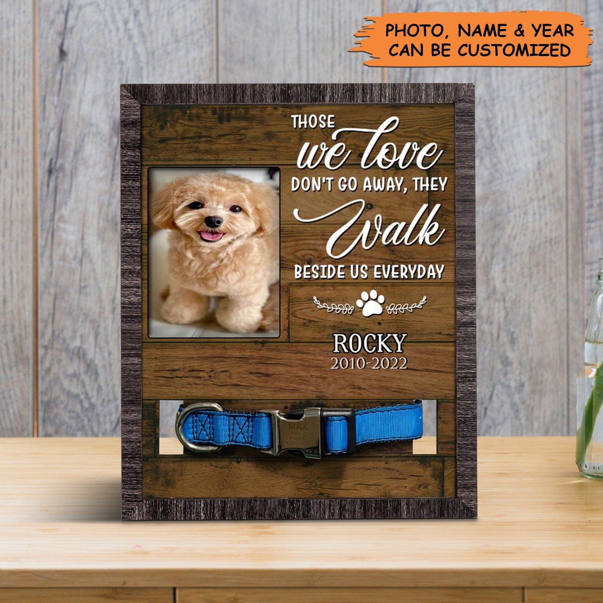 Personalized Pet Collar Frame - Poodle Dog Photo Keepsake, Pet Loss Sympathy, Memorial Custom Collar Frame - Gift For Pet Lovers, Grieving Pet Owner - Amzanimalsgift