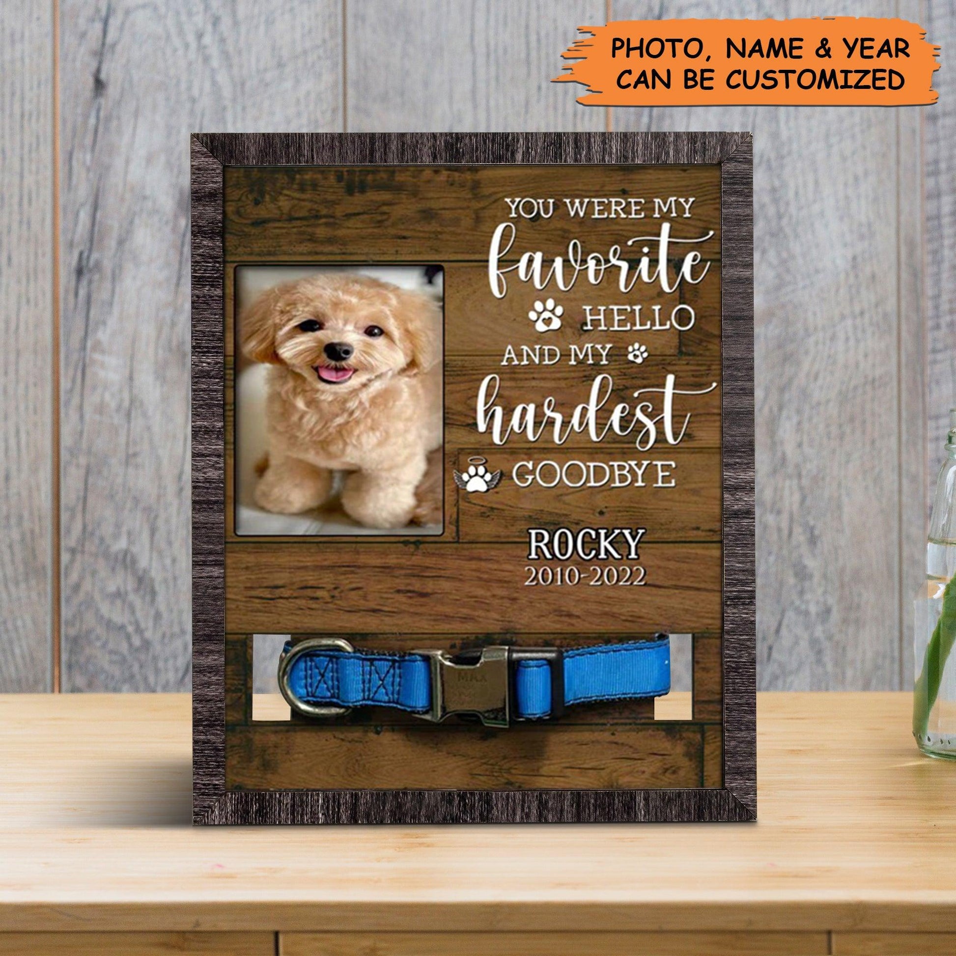 Personalized Pet Collar Frame - Poodle Dog Photo Keepsake, Pet Loss Sympathy, Memorial Custom Collar Frame - Gift For Pet Lovers, Grieving Pet Owner - Amzanimalsgift