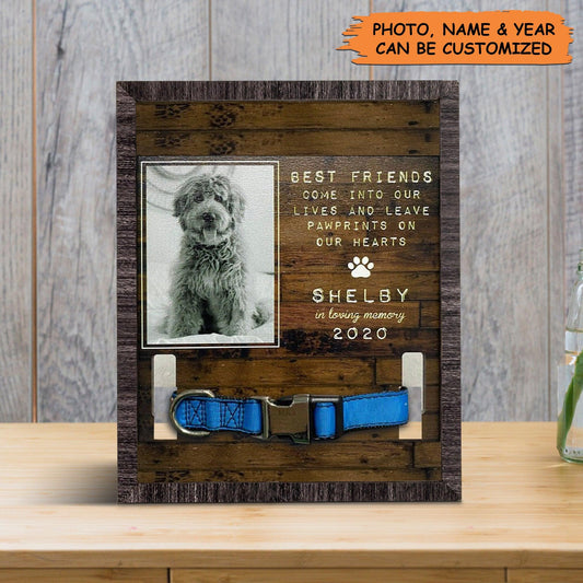 Personalized Pet Collar Frame - Puppy Memorial Wood Frame With Collar Display, Pet Loss Sympathy, Custom Memorial Pet Collar Sign- Gift For Pet Lovers - Amzanimalsgift