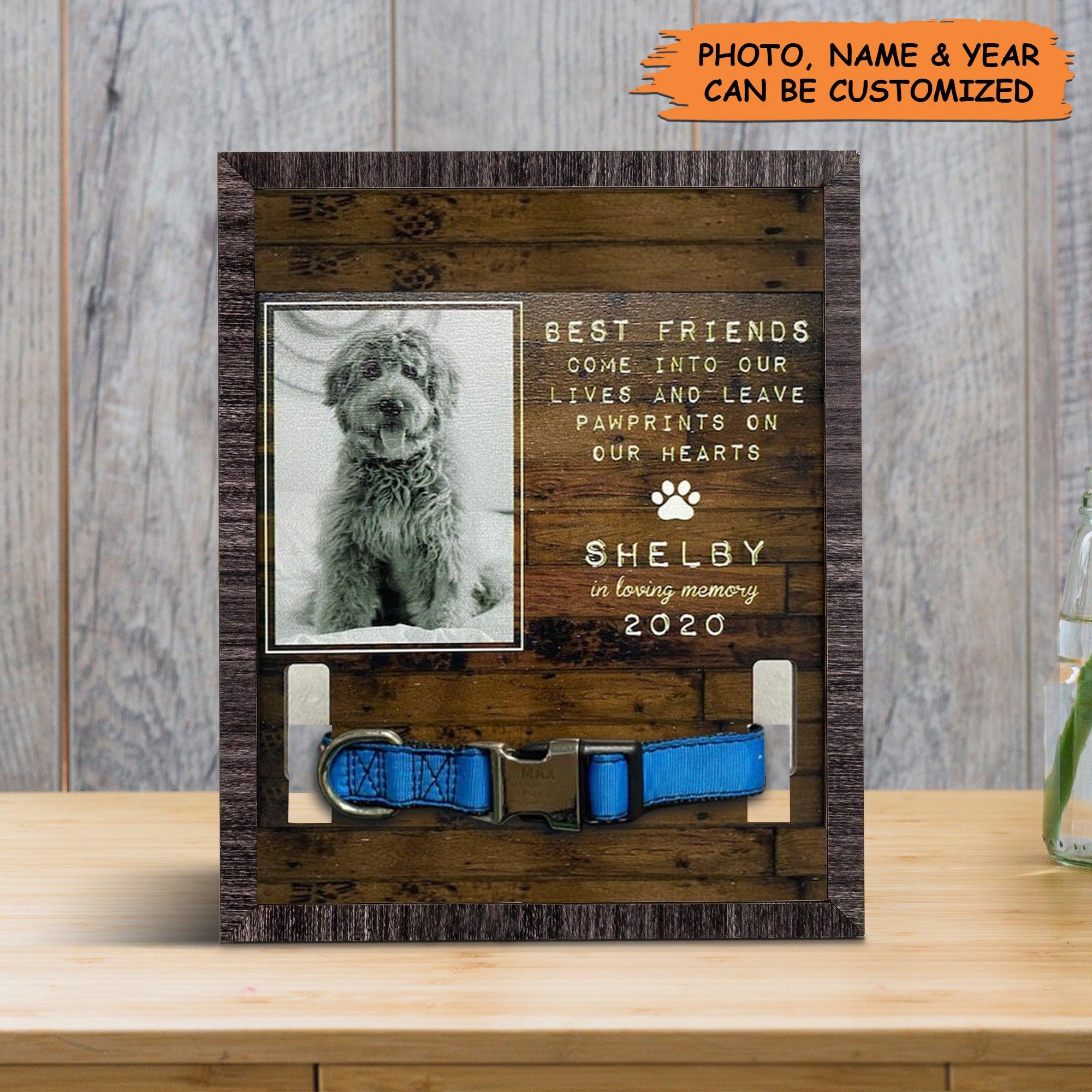 Personalized Pet Collar Frame - Puppy Memorial Wood Frame With Collar Display, Pet Loss Sympathy, Custom Memorial Pet Collar Sign- Gift For Pet Lovers - Amzanimalsgift