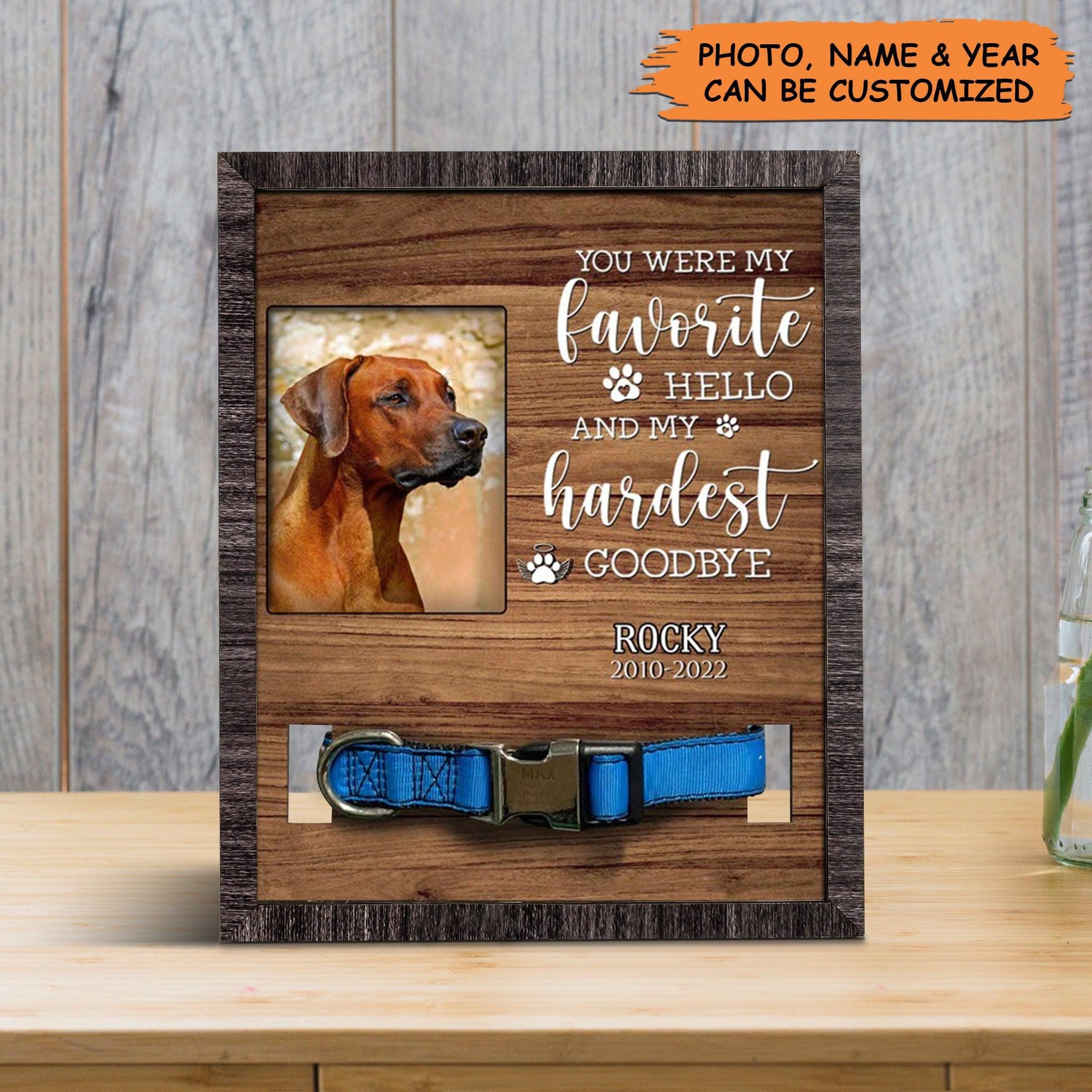 Personalized Pet Collar Frame - Rhodesian Ridgeback Photo Keepsake, Pet Loss Sympathy, Memorial Custom Pet Collar Frame - Gift For Pet Lovers, Family - Amzanimalsgift