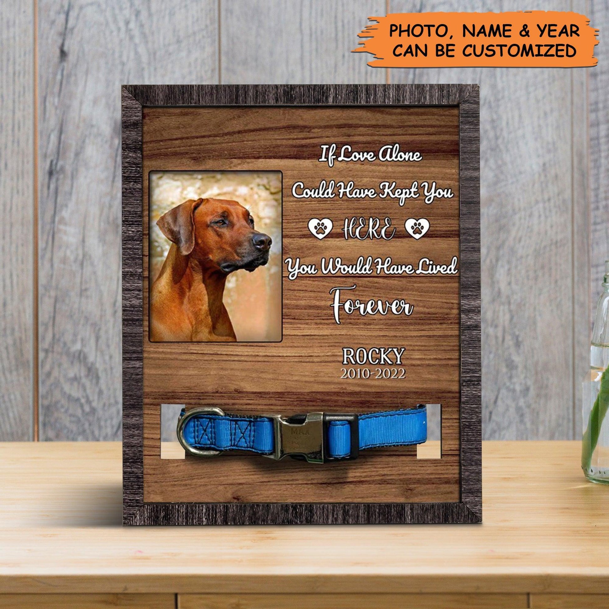 Personalized Pet Collar Frame - Rhodesian Ridgeback Photo Keepsake, Pet Loss Sympathy, Memorial Custom Pet Collar Frame - Gift For Pet Lovers, Family - Amzanimalsgift