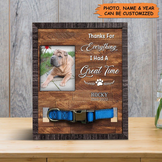 Personalized Pet Collar Frame - Shar Pei Dog Photo Keepsake, Pet Loss Sympathy, Lost Of Dog Custom Pet Collar Frame - Gift For Pet Lovers, Family - Amzanimalsgift