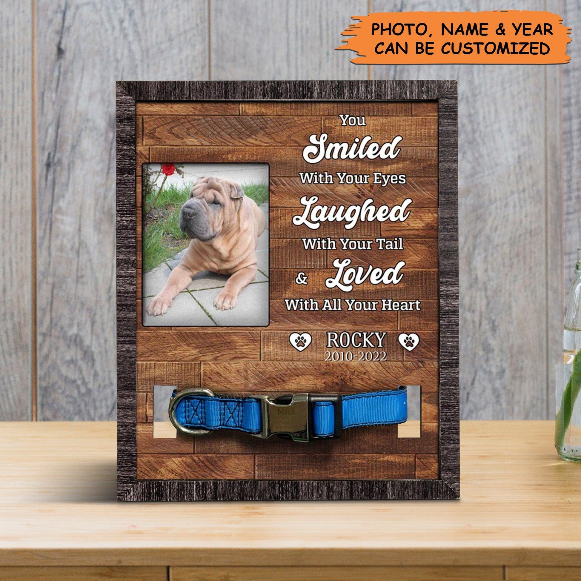 Personalized Pet Collar Frame - Shar Pei Dog Photo Keepsake, Pet Loss Sympathy, Lost Of Dog Custom Pet Collar Frame - Gift For Pet Lovers, Family - Amzanimalsgift