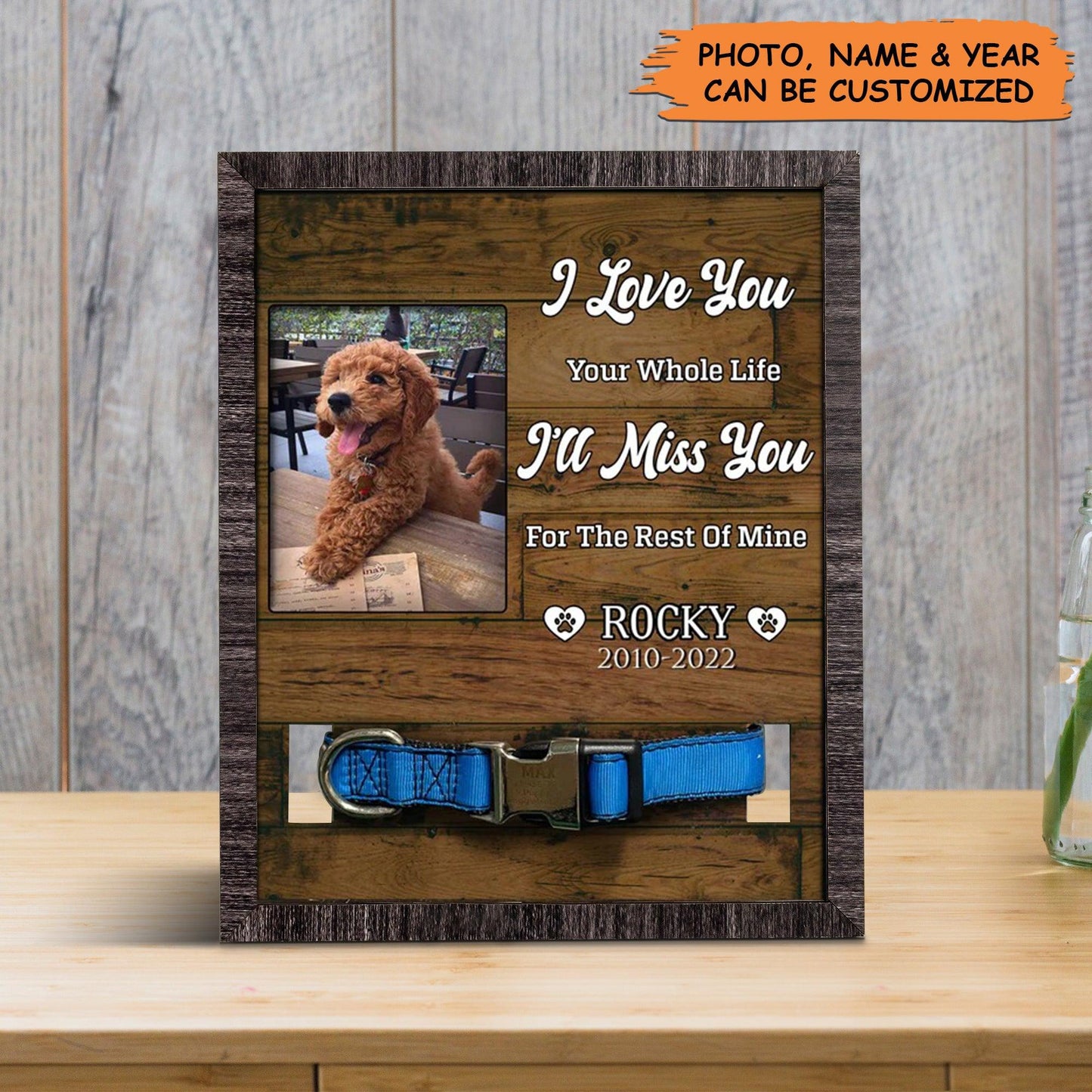 Personalized Pet Collar Frame - You Were My Favorite Dog Photo Keepsake, Pet Loss Sympathy, Memorial Custom Collar Frame - Gift For Grieving Pet Owner - Amzanimalsgift