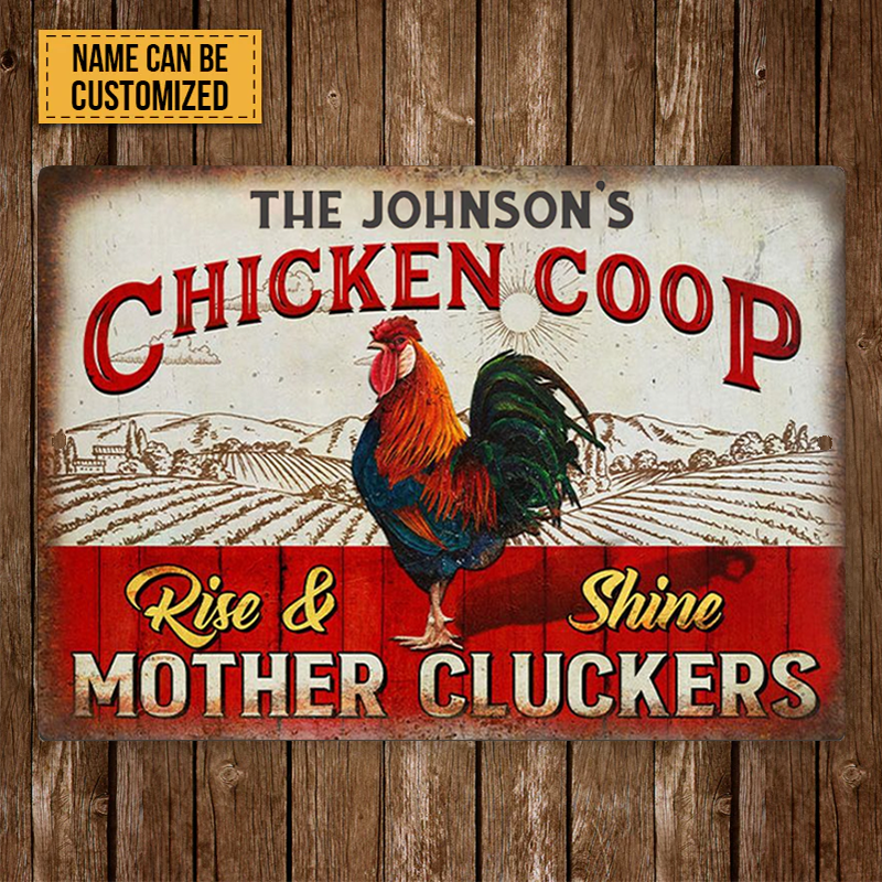 Personalized Rooster Chicken Coop Rise And Shine Metal Signs, Mother Cluckers Metal Signs For Farm House Decoration