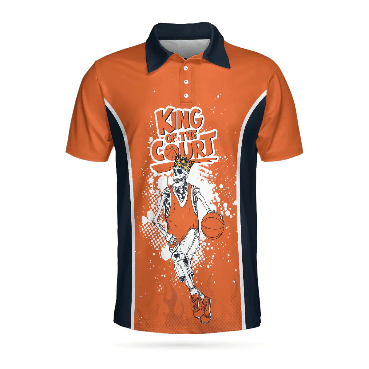 Personalized Skeleton Basketball Men Polo Shirt, King Of The Court Basketball Custom Shirt For Men, Gift For Basketball Lovers - Amzanimalsgift