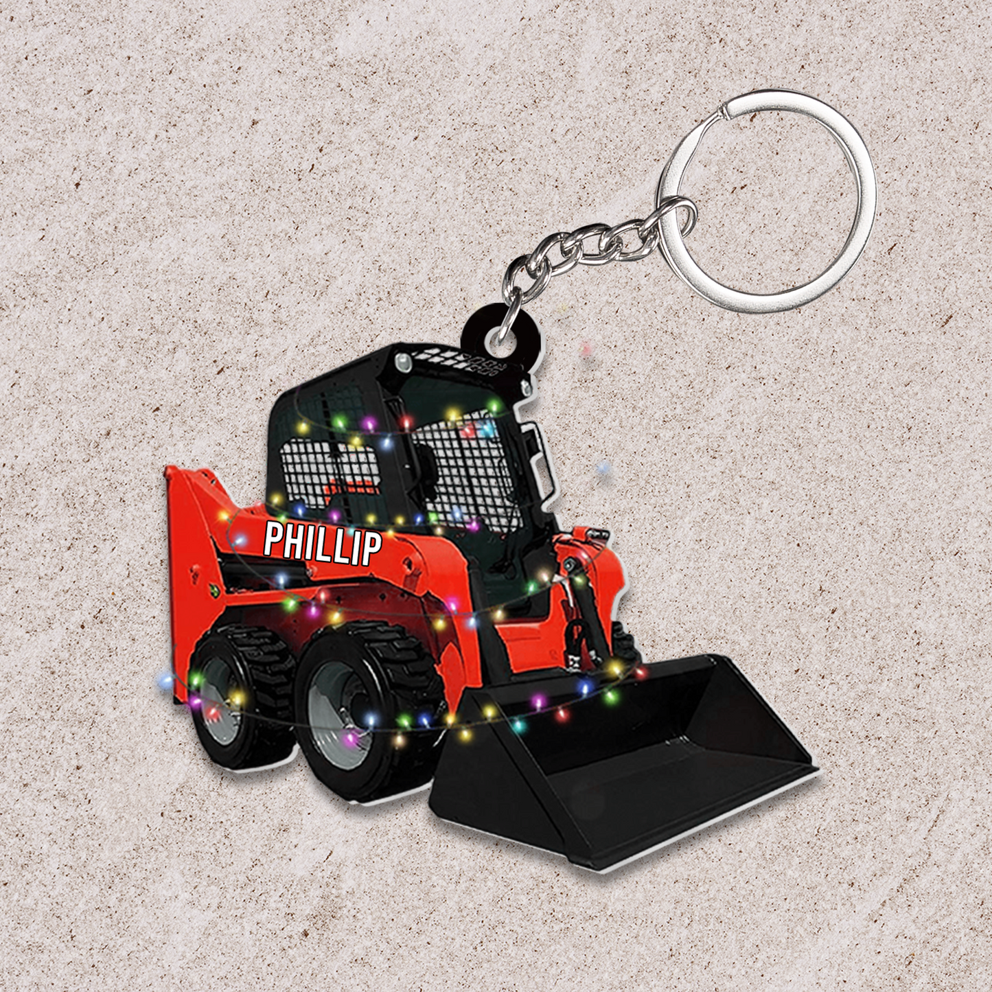 Personalized Skid Steer Loader Flat Acrylic Ornament, Truck Car Christmas Ornament Gift For Grandson, Granddaughter