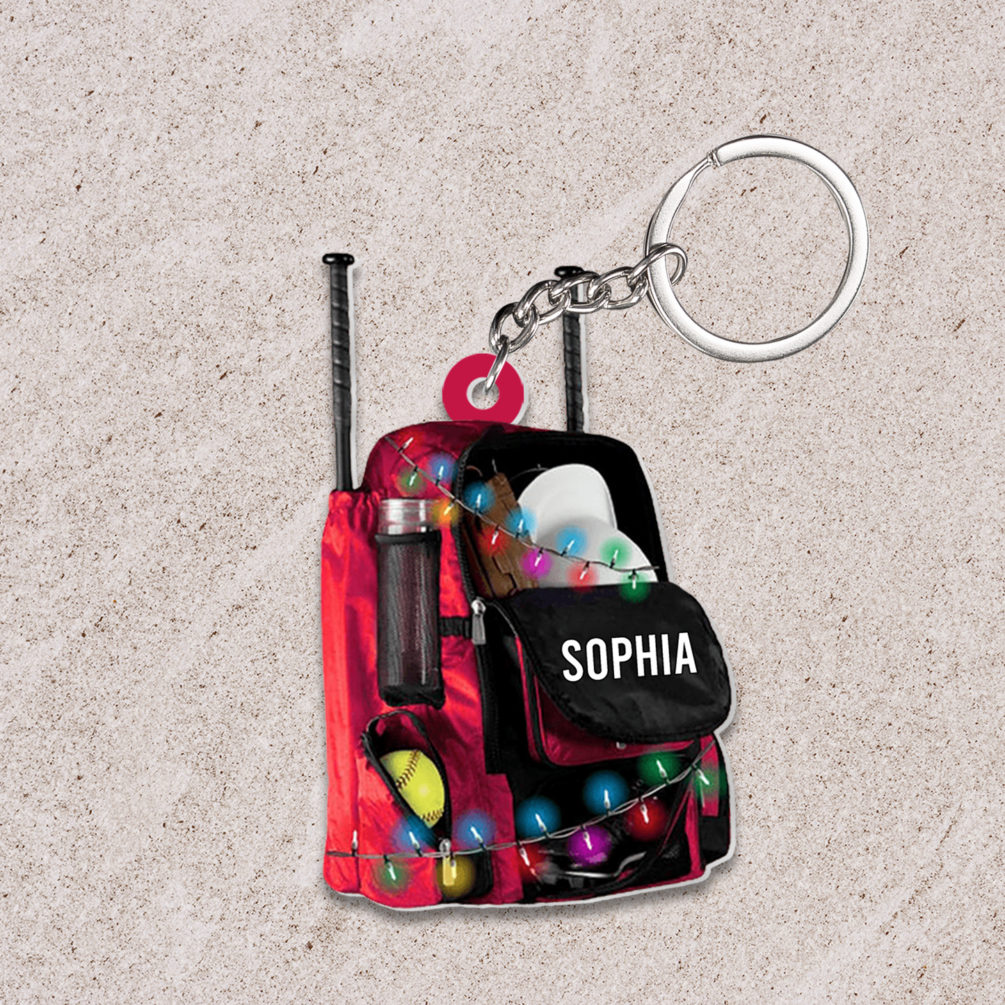 Personalized Softball Bag With Christmas Light Flat Acrylic Ornament, Christmas Ornament Gift For Grandson, Granddaughter