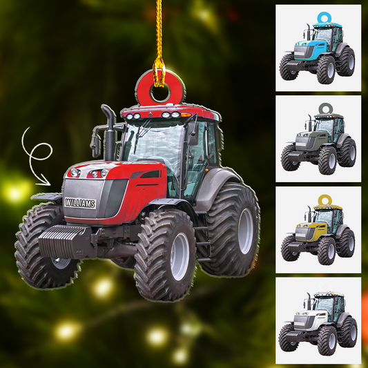 Personalized Tractor Flat Acrylic Ornament, Meaningful Christmas Ornament Gift For Farmer, Friends, Family