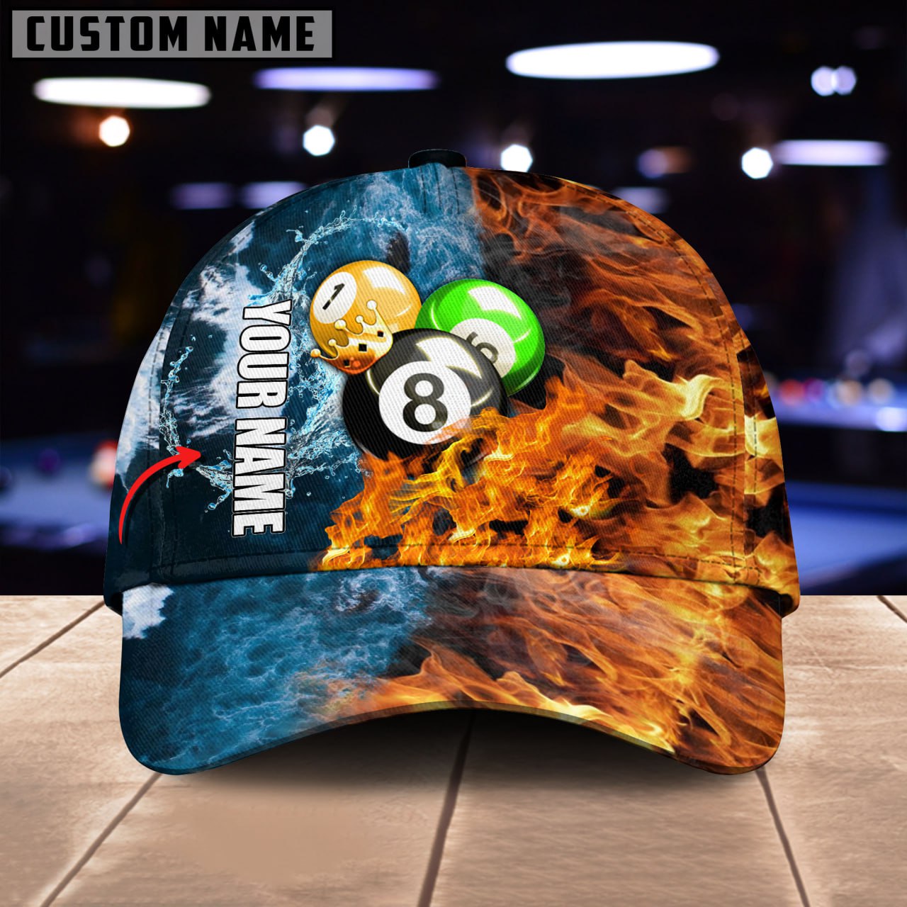Customized Billiard Cap, Billiard Pools Ace Personalized Name 3D Hats, Best Billiard Pool Hat For Billiard Players