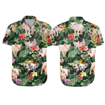 Pig Aloha Hawaiian Shirt - Baby Pig Hawaiian Shirt, Tropical Flower Pattern Hawaiian Shirt For Men & Women, Pig Lover - Amzanimalsgift