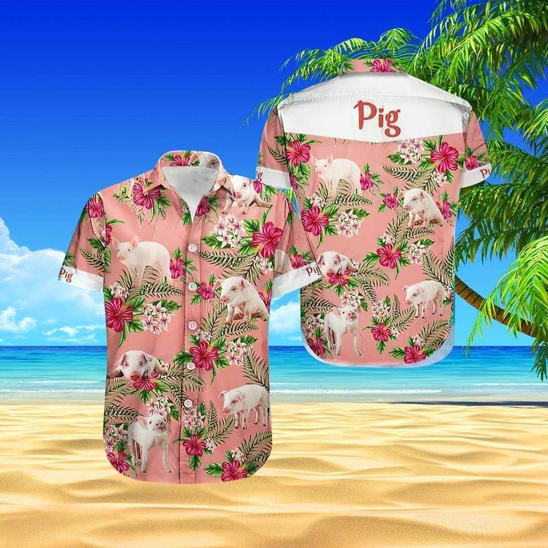Pig Aloha Hawaiian Shirt - Pig Pattern Tropical Floral Hawaiian Shirt, Tropical Flower Hawaiian Shirt For Men & Women, Farmer - Amzanimalsgift