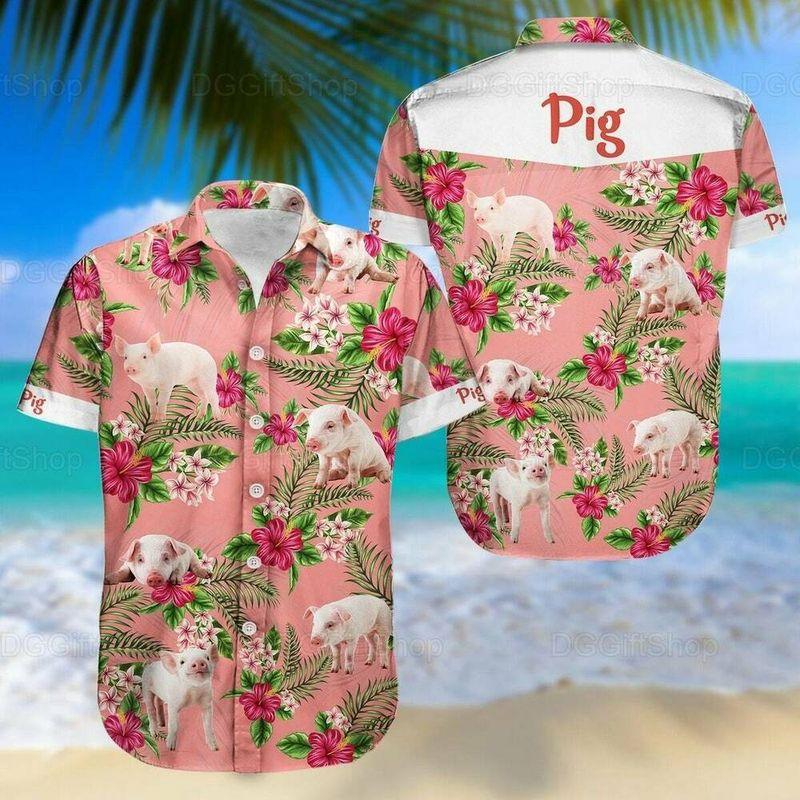 Pig Aloha Hawaiian Shirt - Pink Baby Pig Hawaiian Shirt, Hibiscus Tropical Pattern Hawaiian Shirt For Men & Women, Pig Lover - Amzanimalsgift
