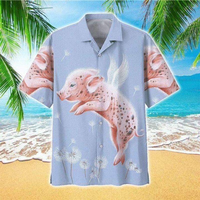 Pig Aloha Hawaiian Shirt - Winged Pig Flying Hawaiian Shirt, Dandelion Flower Hawaiian Shirt For Men & Women, Pig Lover - Amzanimalsgift