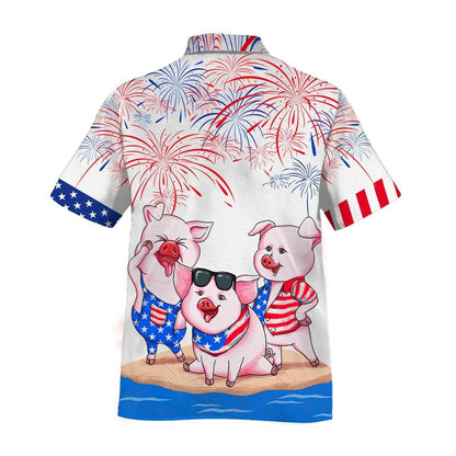 Pig Aloha Hawaiian Shirts For Summer, American Flag Happy Independence Day Aloha Hawaiian Shirt For Men Women, 4th Of July Gift For Pet Lovers - Amzanimalsgift
