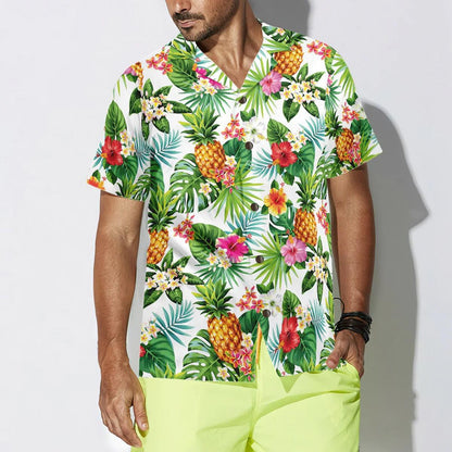 Pineapple Tropical Hawaiian Shirt, Tropical Hawaiian Shirt, Colorful Summer Aloha Shirt For Men Women, Perfect Gift For Husband, Wife, Friend, Family - Amzanimalsgift