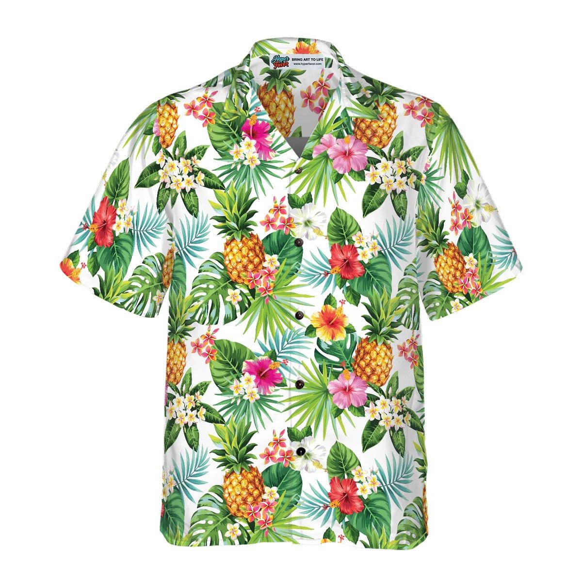 Pineapple Tropical Hawaiian Shirt, Tropical Hawaiian Shirt, Colorful Summer Aloha Shirt For Men Women, Perfect Gift For Husband, Wife, Friend, Family - Amzanimalsgift
