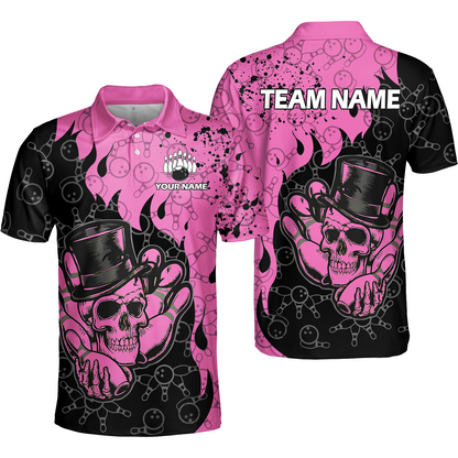 Custom Bowling Team Shirt – Skull Bowling Pattern Multicolor Personalized Jersey Bowling Uniform For League Players