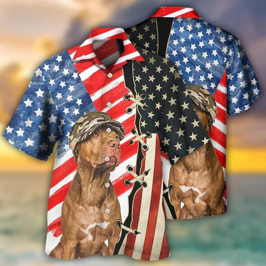 Pit bull Aloha Hawaii Shirt - Dog Independence Day Hawaiian Shirt For Summer - Perfect Gift For Dog Lovers, Friend, Family - Amzanimalsgift