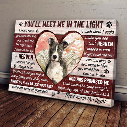 Pit Bull Landscape Canvas - Pit bull, Angel, Heaven Landscape Canvas - Gift For Pit Bull Lover - You'll meet me in the light Landscape Canvas - Amzanimalsgift